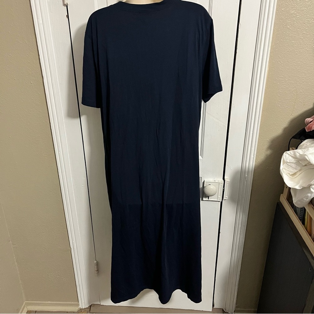 J. Crew Women’s Midi Henley Knit T-Shirt Dress Navy Blue XL J - Picture 3 of 7